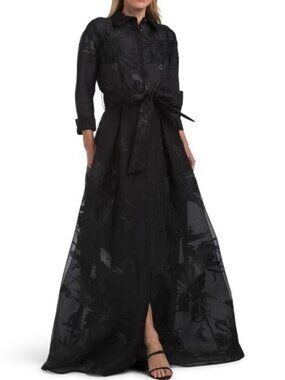 teri jon by rickie freeman scuba gown chiffon overlay dress Scuba Gown with Chiffon Cape Overlay